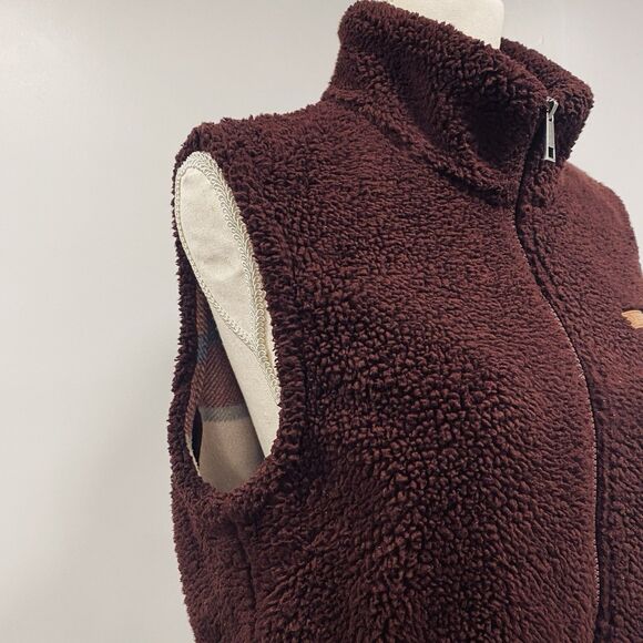 SAGE COLLECTIVE S Women’s Sherpa Fleece Sleeveless Vest Burgundy Hiking Outdoor - Picture 14 of 16